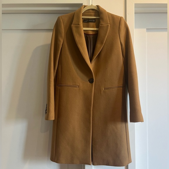 Zara Wool Blend Overcoat in Camel - Picture 2 of 9